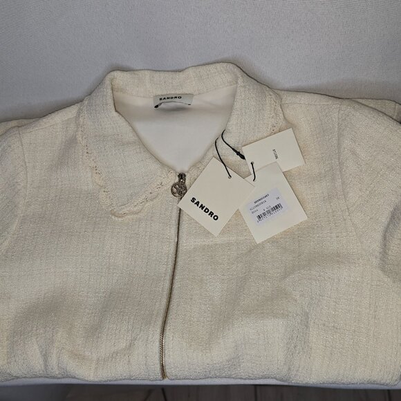 Sandro Gregoria Tweed Zip Mini Dress, Size 38, NWT - Picture 4 of 6